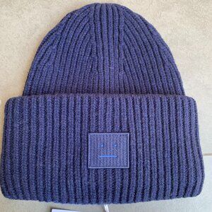 Acne Studios Navy Blue Wool Beanie Hat
